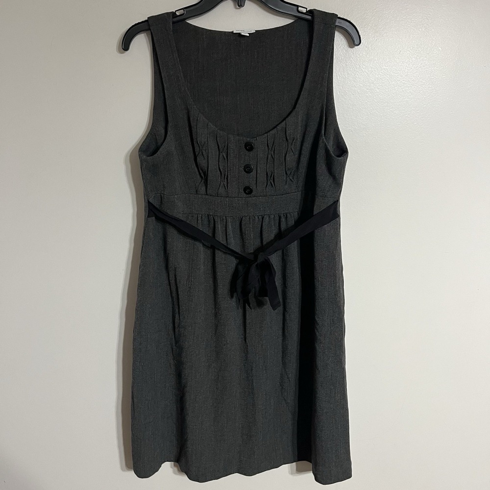 Mimi Maternity Sleeveless Tie Back Mini‎ Dress Size Large Button Detail Gray